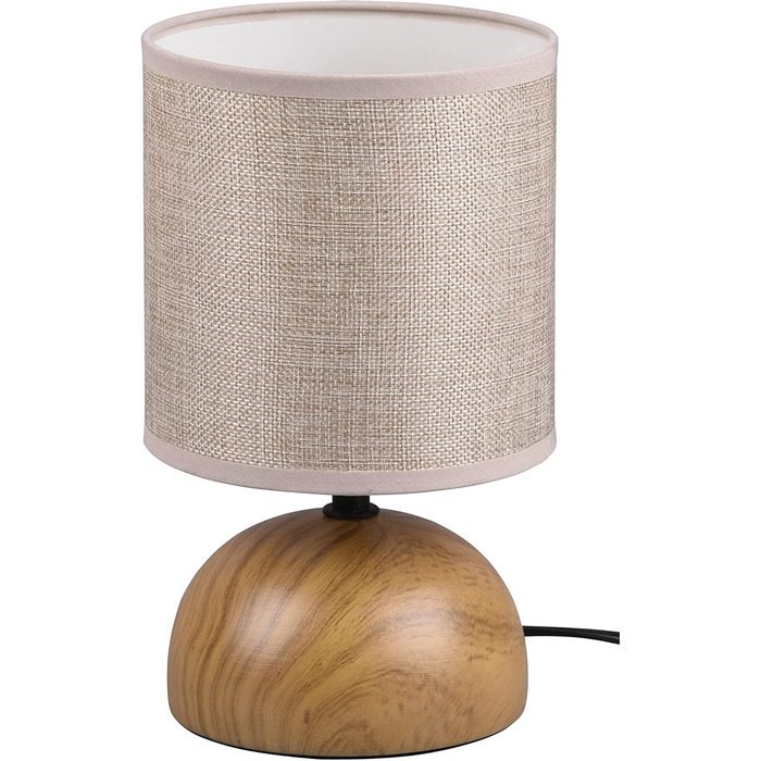 Настільна лампа Reality Luci R50351035 з керамічним цоколем та абажуром з тканини кольору бежевого, патрон E14, колір дерева
