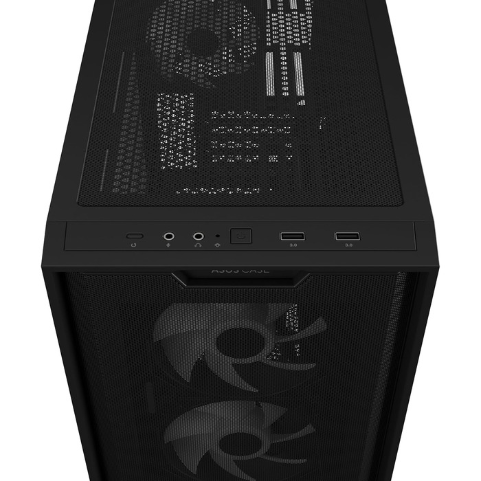 Корпус ПК ASUS A21 Plus TG ARGB Black MicroATX з RGB підсвічуванням, Mesh-панель, підтримка 360-мм радіаторів та відеокарт до 380 мм