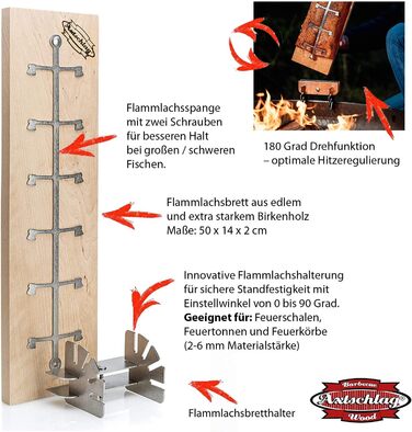 Axtschlag Birch Wood Fire Pit Log Grate - Essential Line, Extra Strong, Adjustable Stainless Steel Holder for Fire Bowl, Fire Ton, Fire Basket