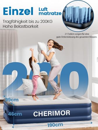 Надувний матрац самонадувний з вбудованим насосом, 203x152x46 см, 363 кг (1 особа)