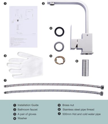 Кран кухонний поворотний 360°, з нержавіючої сталі, для кухні, автодому, ванної кімнати (хром)