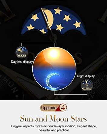 Набір автоматичних механічних годинників для пари OLEVS: чоловічий та жіночий, з календарем та фазами місяця, двоколірні