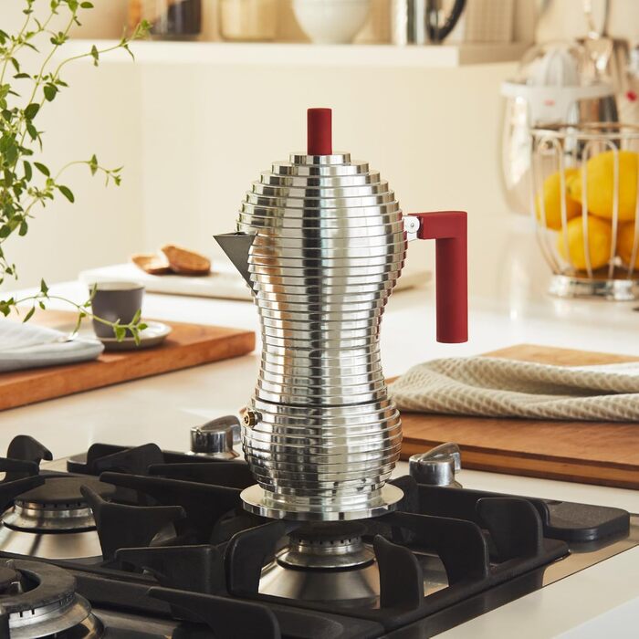 Еспресо-машина Alessi Pulcina MDL02/6 - червона, з литого алюмінію, на 6 чашок