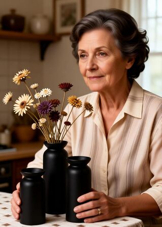 Керамічні вази 3 шт., Сучасний мінімалізм, Декор для дому, Вази для пампасной трави, Вітальня (12 Чорний)