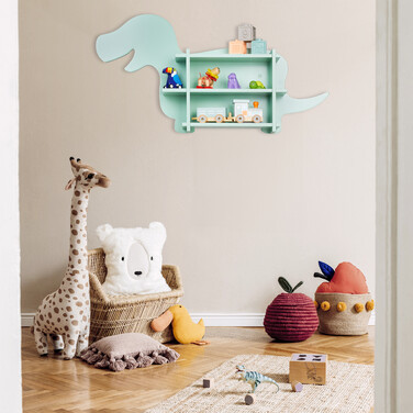 Relaxdays Kids Shelf Dino for the Wall