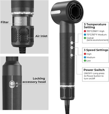 UKLISS Airstyler 7-in-1: Фен-щітка, автоматична завивка, 7 функцій, чорний