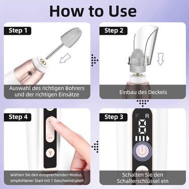 Електричний набір для манікюру та педикюру Nagelfräser: 11 насадок, 9 швидкостей, до 10000 об/хв