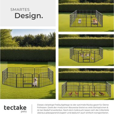 Турнік для цуценят Tectake 60 см, 8 гратуарів, переносний вольєр для тварин, вольєр для собак, котів, кроликів, морських свинок, для дрібних тварин - чорний 402502