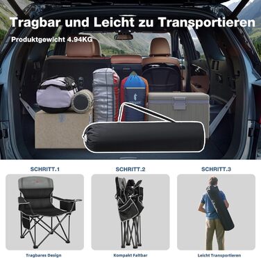 Кемпінговий стул складний RELAX FIELD 200KG з підстаканником та сумкою-холодильником, чорний