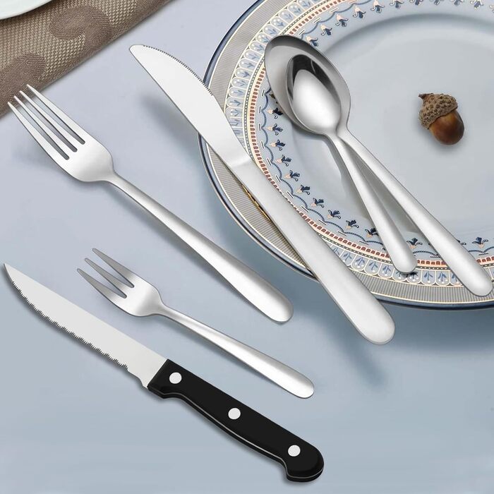 Bestdin Cutlery Set with Steak Knives, 72-Piece Cutlery Set for 12 People, Stainless Steel Cutlery Set with Knife, Fork, Spoon, High-Quality Cutlery for Home/Party/Restaurant, High-Gloss Polished & Dishwasher Safe