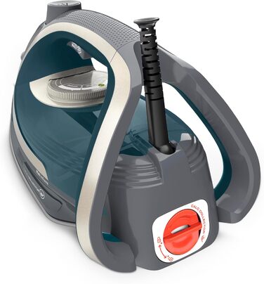 Парова праска Tefal Ultragliss Plus FV6842, 2800 Вт, знімний колектор накипу, подача пари 50 г/хв, паровий удар 260 г/хв, автоматичне вимкнення, захист від накипу, антицарапка, бірюзово-сіра