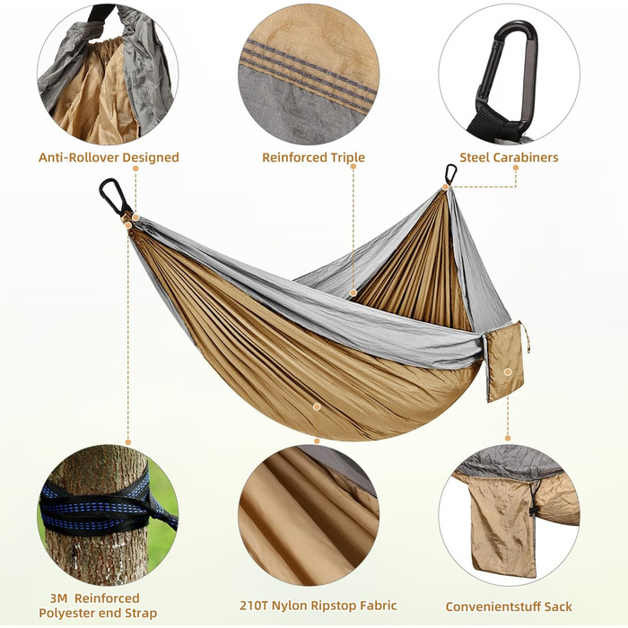 Гамак для відпочинку на природі: міцний, ультралегкий, для кемпінгу та відпочинку на пляжі (300 x 200 см)