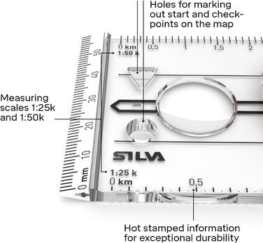 Silva Kompass Outdoor - 3NL Hiking Compass - Map Scales 1:25k & 1:50k - Marching Compass for Basic Outdoor Activities - Rotating Compass Housing - Military Compass - Hiking Compass