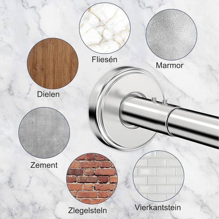 Штанга для душу U/L форми 75×(150-190)×75 см - 2 в 1 (для душу та ванни) з кільцями, без кріплень до стелі