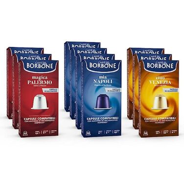 Набір кавових капсул Caffè Borbone Verkostung Kit, 90 шт. (3x30): Mia Napoli, Ciao Venezia, Magica Palermo, сумісні з Nespresso