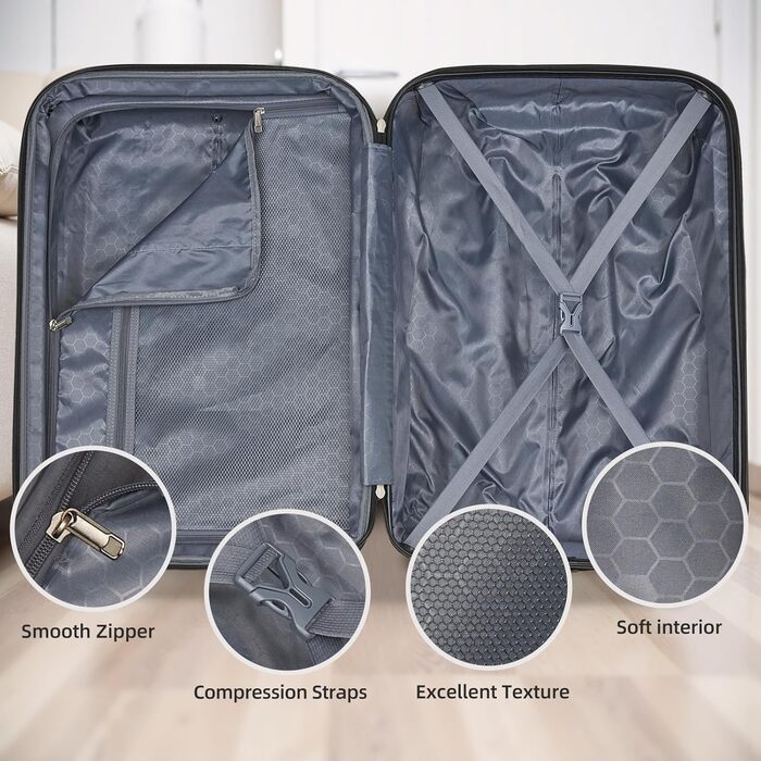 Набір валіз LARVENDER 5-ти частинний, з жорсткого пластику, розширюваний, з кодовим замком (Gepard)