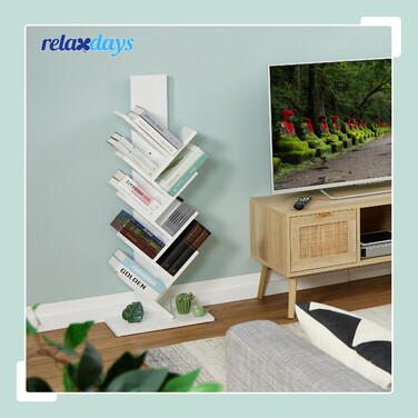 Біла книжкова шафа Relaxdays у формі дерева