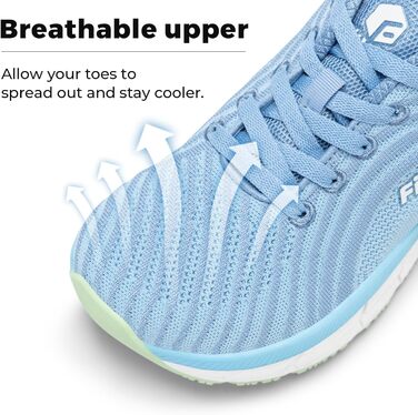 Жіночі кросівки для бігу FitVille широкі, дихаючі, спортивні, легкі, зручні для ходьби, блакитні, розмір 39 EU