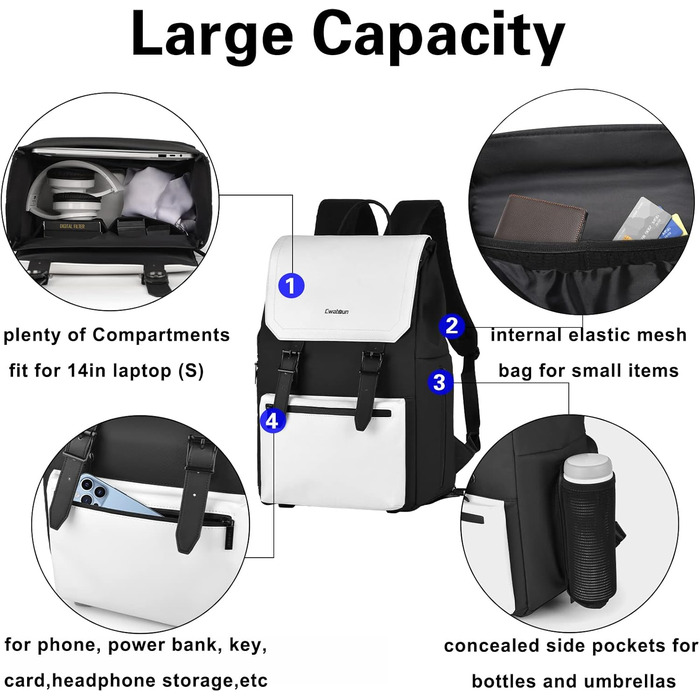 Рюкзак для камери Cwatcun: водонепроникний фоторюкзак для дзеркальних та бездзеркальних камер Sony, Canon, Nikon з об'єктивами та штативом. Білий.