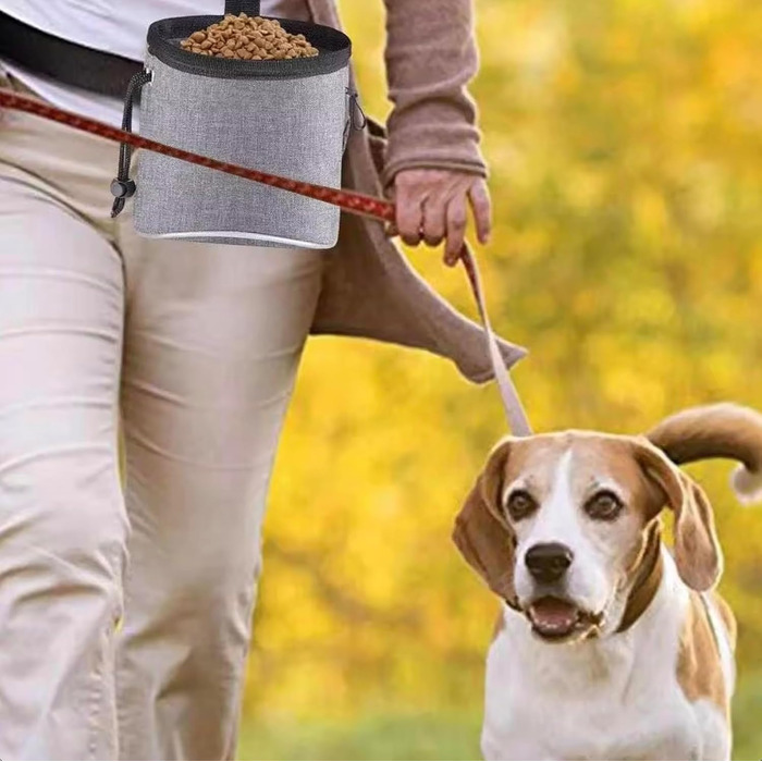 Сумка для тренувань з ласощами для собак, цуценят, сіра. Зручна для прогулянок та подорожей