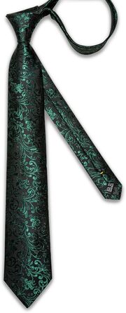 Чоловіча краватка DiBanGu Paisley шовкова, зелена з візерунком, формальна + нагрудна хустинка, запонки та зажим для краватки для вечірок та випускних