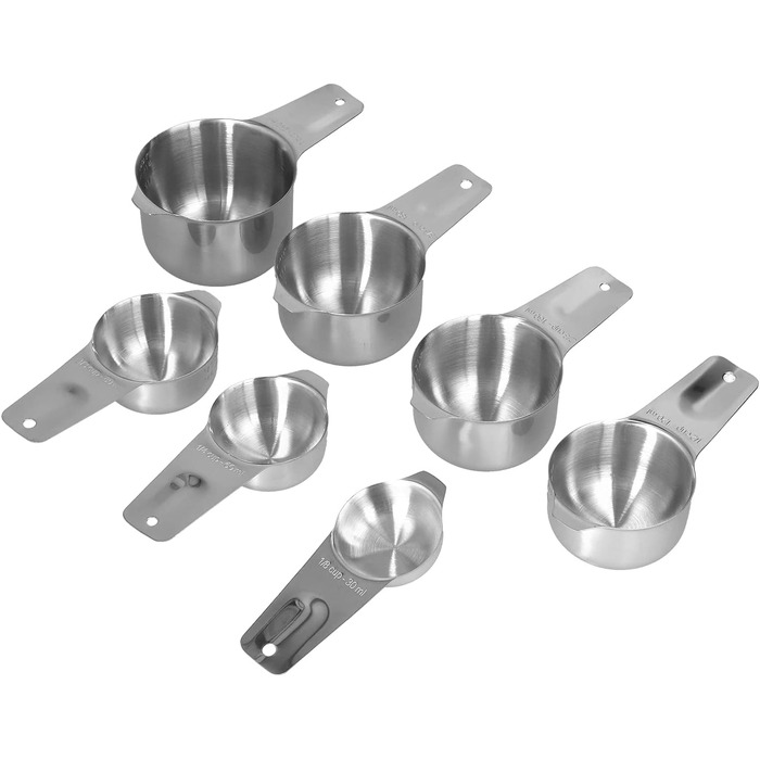 7-Piece Stainless Steel Measuring Cup Set, Stackable Soup Spoon Measuring Set, Measuring Cups and Spoons with Scale, Kitchen Measuring Sets for Cooking and Baking