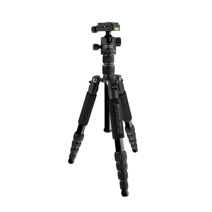 Штатив-трипод Mantona Light Traveller (чорний), алюмінієвий фотоштатив з кулястою головкою та Arca-Swiss, 2 в 1 (трипод та монопод), висота до 131.5 см, навантаження до 5 кг