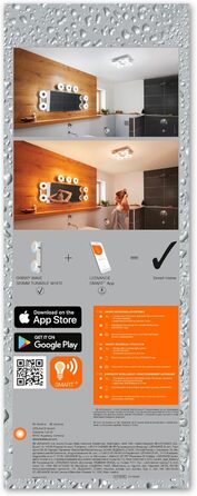 LEDVANCE Smart LED Bathroom Lamp white, 1200LM, 3000-6500K, 300mm x 70mm, IP44, Orbis Bath bathroom fixture with Wifi technology, dimmable, controllable via app and voice assistants (Chrome, 30cm, Round)