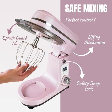 Кухонна машина Bestron Super Silent 6 л з DC-двигуном, 6 швидкостей + Pulse, рожева