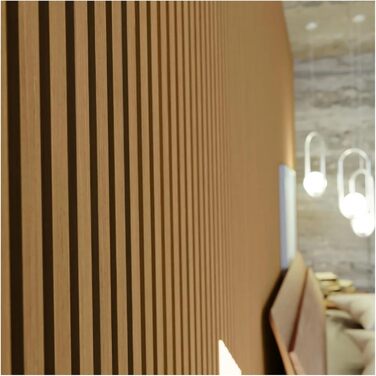 Акустичні стінові панелі HORI з ефектом дерева, звукопоглинаюча облицювання для шумоізоляції та декору стін, 120x60x2,1 см, колір 3D Тик