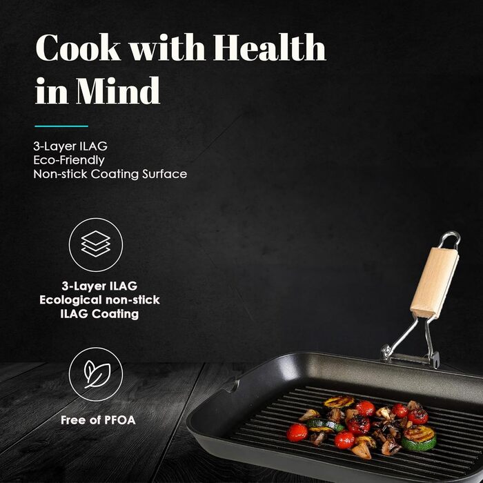 Сковорода-гриль Wecook! Ecochef алюмінієва антипригарна 34x24 см