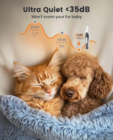 Триммер для догляду за лапами собак Oneisall з LED-підсвічуванням, тихий, акумуляторний, для лап, очей, вух, обличчя