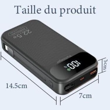 Power Bank 25800 mAh з швидкою зарядкою 22,5W PD3.0 QC4.0, LCD дисплей, USB-C, для смартфонів та планшетів