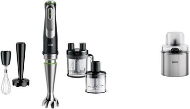 Braun MultiQuick 9 MQ 9187XLI – 5-in-1 Immersion Blender with Food Processor Attachment, Chopper, Masher for Potatoes & Vegetables, and Whisk, Infinite Speed Control, 1200 W, Black/Stainless Steel