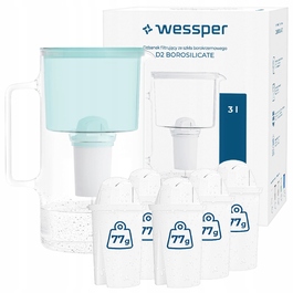 Скляний фільтр-кувшин Wessper D2 BOROSILICATE 3л, м'ятний + 6 фільтрів