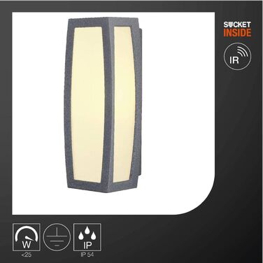 SLV Wall Lamp MERIDIAN BOX with Motion Sensor | for effective outdoor lighting of walls and entrance areas | LED Spotlight, Wall Light, Outdoor Light, Garden Light, Path Light | E27, 25W max