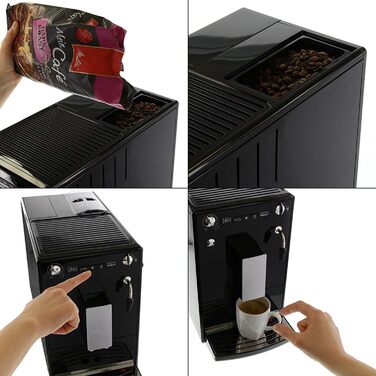 Melitta Caffeo Solo & Perfect Milk - Fully Automatic Coffee Machine - with Milk System - Milk Frother - 3-stage Adjustable Coffee Strength - Black (E957-201) Black Fully Automatic Coffee Machine