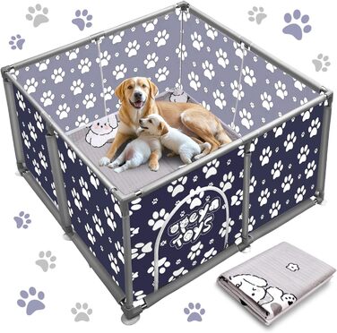 Квадратний вольєр для тварин з нержавіючої сталі та міцної тканини, для великих собак, котів, дрібних тварин, сірий (блакитно-сірий)