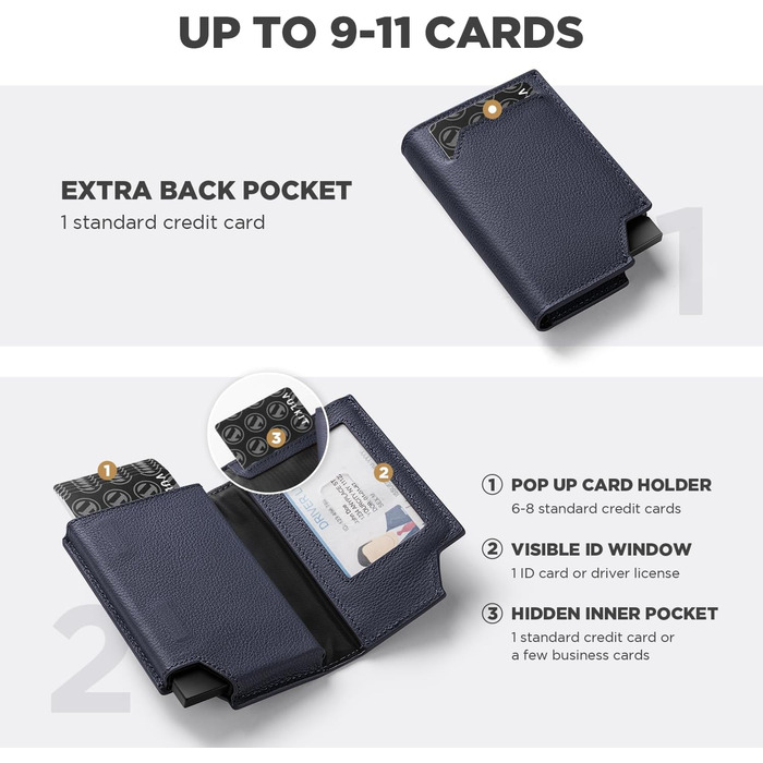 Гаманець-картхолдер VULKIT RFID захист, шкіряний, для чоловіків та жінок, з відділенням для грошей, магнітний замок, колір - пісковик морський
