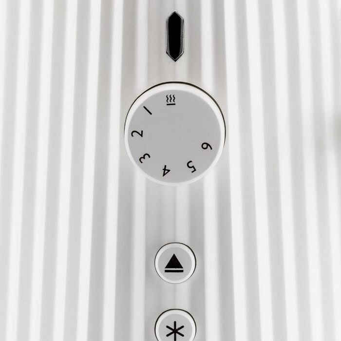 Alessi Plissé MDL08 W - Design Toaster, Six levels of gold plating, made of thermoplastic resin, European plug 850 W, White One size White