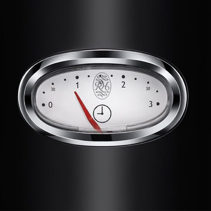 Russell Hobbs Toaster [for 2 slices] Retro Stainless Steel Black (Retro-style countdown display, including bread roll attachment, 6 browning levels + defrost & reheat function, 1300W) Vintage 21681-56