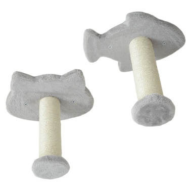 PawHut Cat Climbing Wall Set, 4-Piece Cat Furniture with Steps, Ladder, Jumping Towers, Scratching Posts, Play Ball, Sisal, for Cats up to 5 kg, Light Gray | Aosom