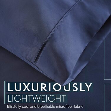 Набір постільної білизни Hotel Luxus Platinum Collection 1800 Series - глибокий кишень, стійкий до зносу та вицвітання (Queen, Navy Blue)