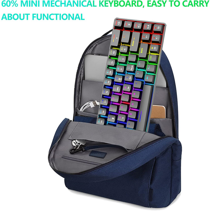 Ігровий комплект клавіатури та миші RGB, 68 клавіш, Red Switch, 60% механічна клавіатура, миша 6400DPI, USB-кабель, сумісна з Windows, Mac, PS4, білий колір