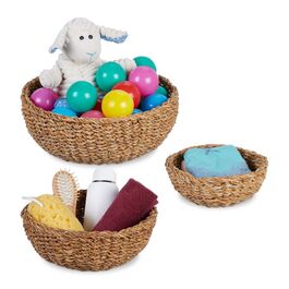 Relaxdays Set of 3 Round Storage Baskets