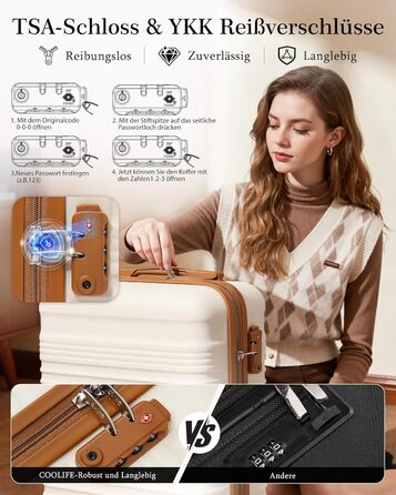 Набір валіз COOLIFE для ручної поклажі (55x35x20cm + 40x25x20cm) з TSA замком та ABS корпусом | 2 шт.