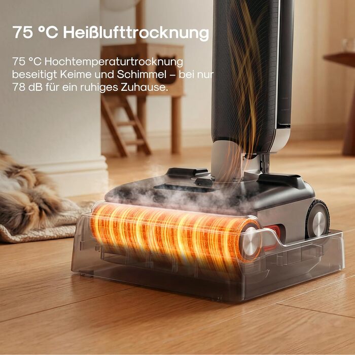 Акумуляторний миючий пилосос EUREKA FloorShine 830 для твердих підлог, 24000 Па, з функцією самоочищення та сушіння гарячим повітрям 75°C, Anti-Tangle 3.0, 60 хв роботи