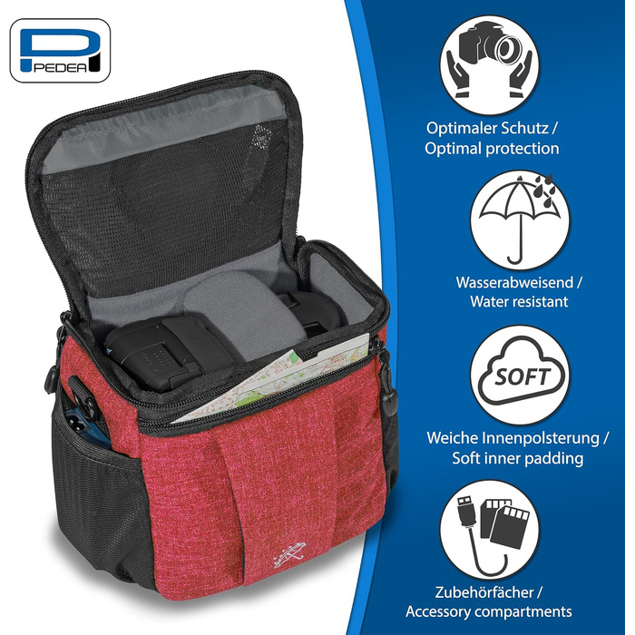 Сумка для DSLR камери PEDEA, червона, з водонепроникним чохлом