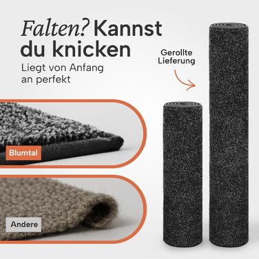 Килимок вхідний Blumtal 80x120 см, мікрофібра, вологостійкий та протиковзкий килим для дому (Антрацит)