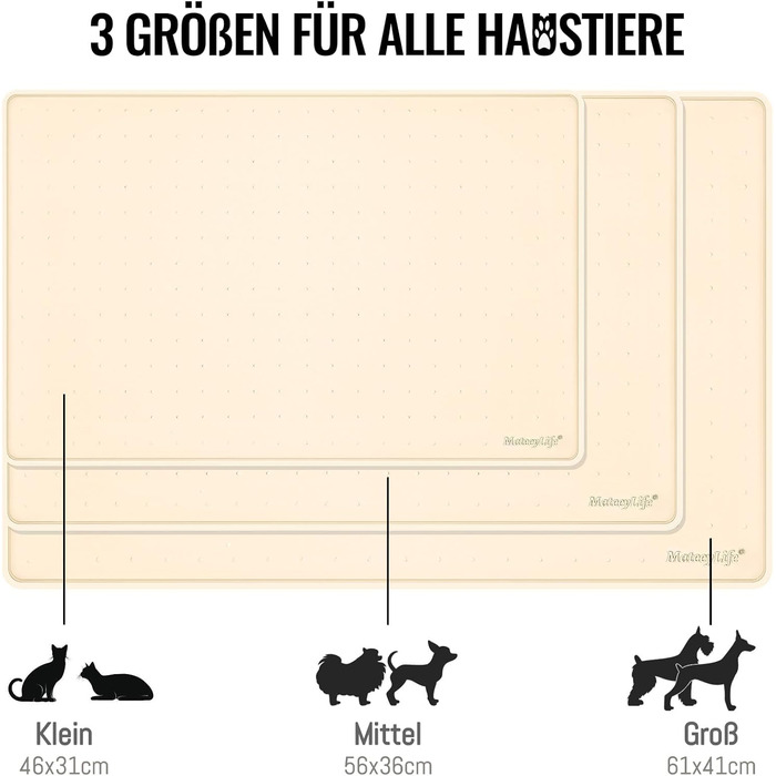 Підкладка під миску для котів та собак MateeyLife, силіконова, 56x36 см, бежева, нековзна, вологостійка